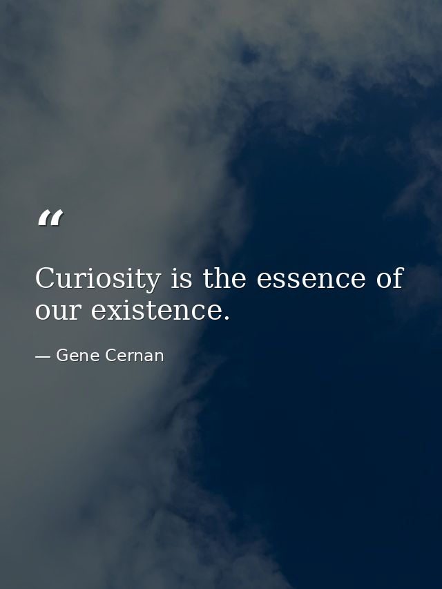 Curiosity is the essence of our existence. — Gene Cernan