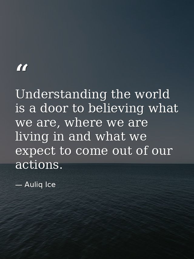 Understanding the world is a door to believing what we are, where we are living in and what we expect to come out of our — Auliq Ice