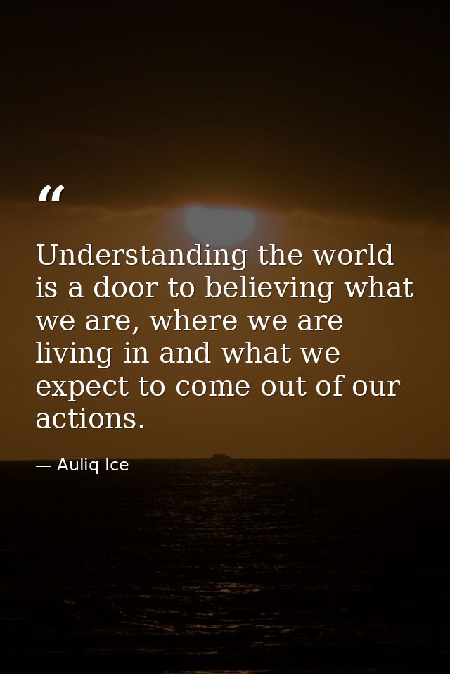 Understanding the world is a door to believing what we are, where we are living in and what we expect to come out of our — Auliq Ice