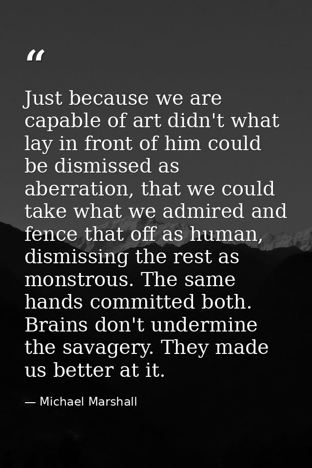 Just because we are capable of art didn't what lay in front of him could be dismissed as aberration, that we could take  — Michael Marshall