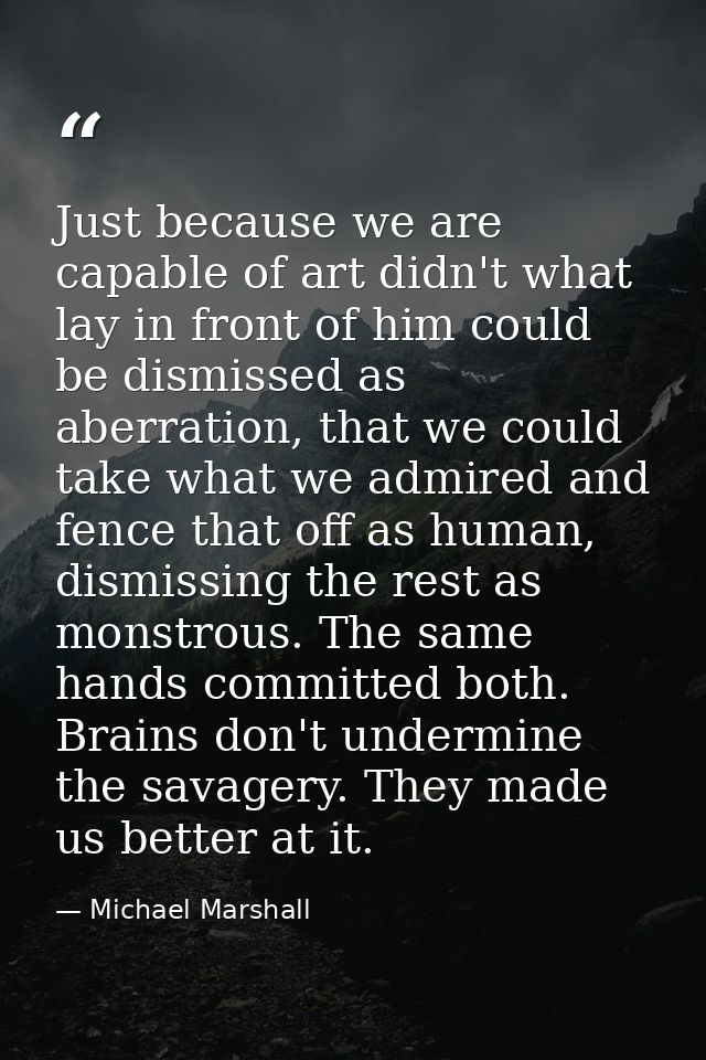 Just because we are capable of art didn't what lay in front of him could be dismissed as aberration, that we could take  — Michael Marshall