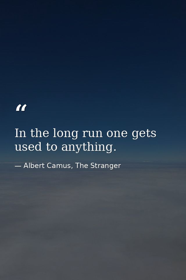 In the long run one gets used to anything. — Albert Camus, The Stranger