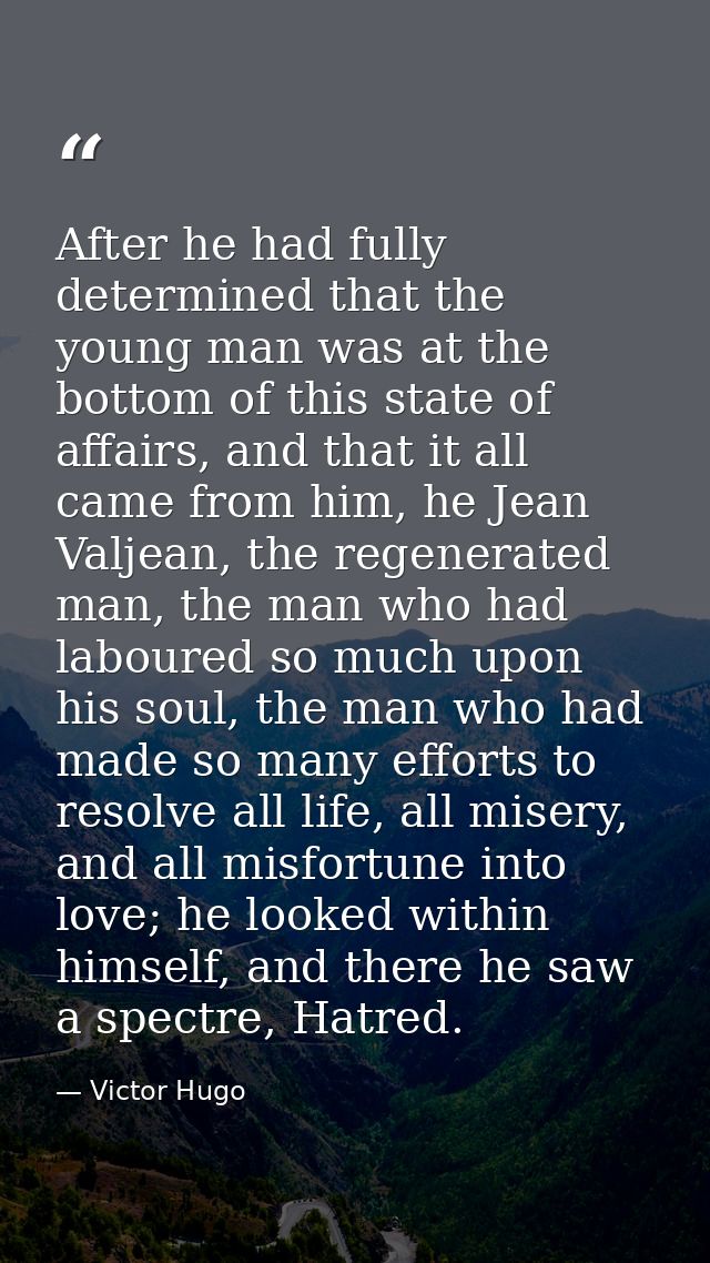 After he had fully determined that the young man was at the bottom of this state of affairs, and that it all came from h — Victor Hugo