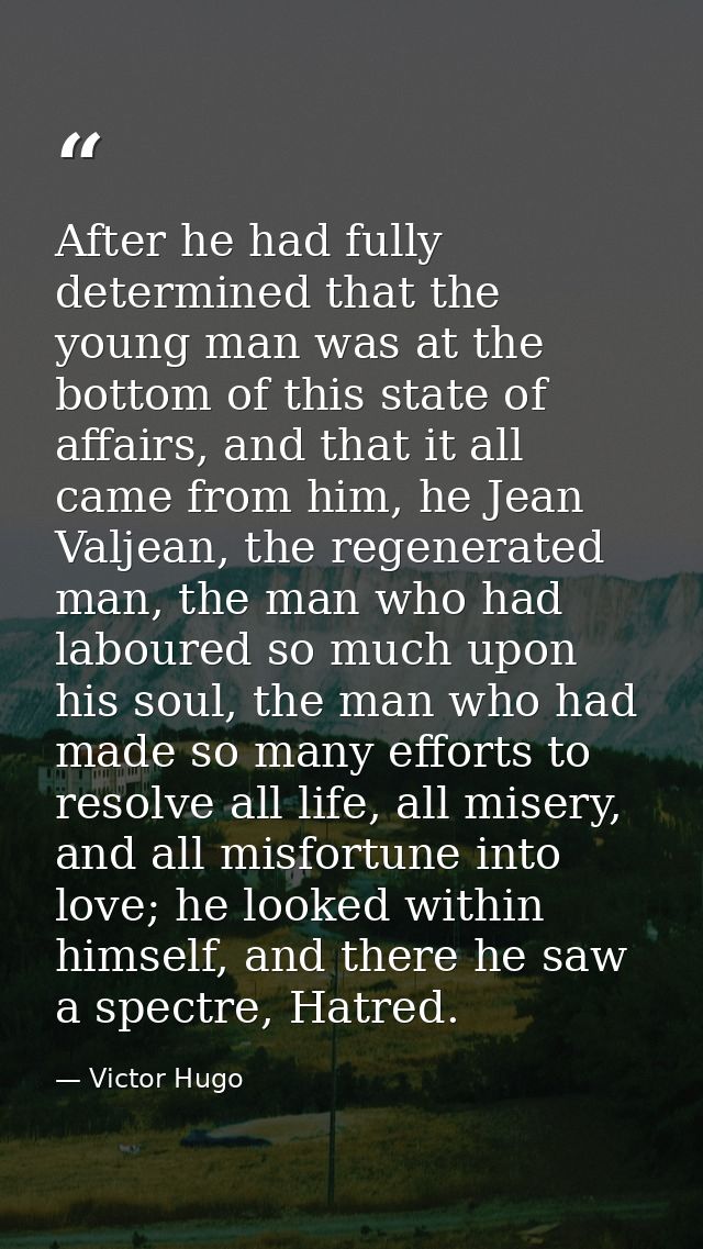 After he had fully determined that the young man was at the bottom of this state of affairs, and that it all came from h — Victor Hugo