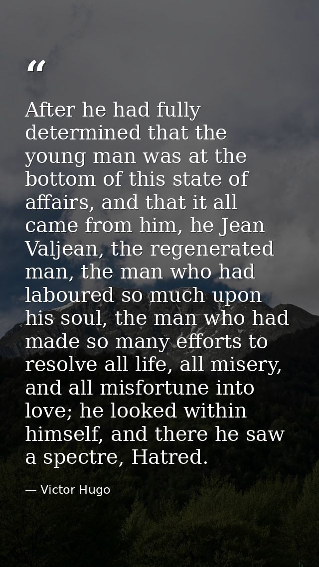 After he had fully determined that the young man was at the bottom of this state of affairs, and that it all came from h — Victor Hugo