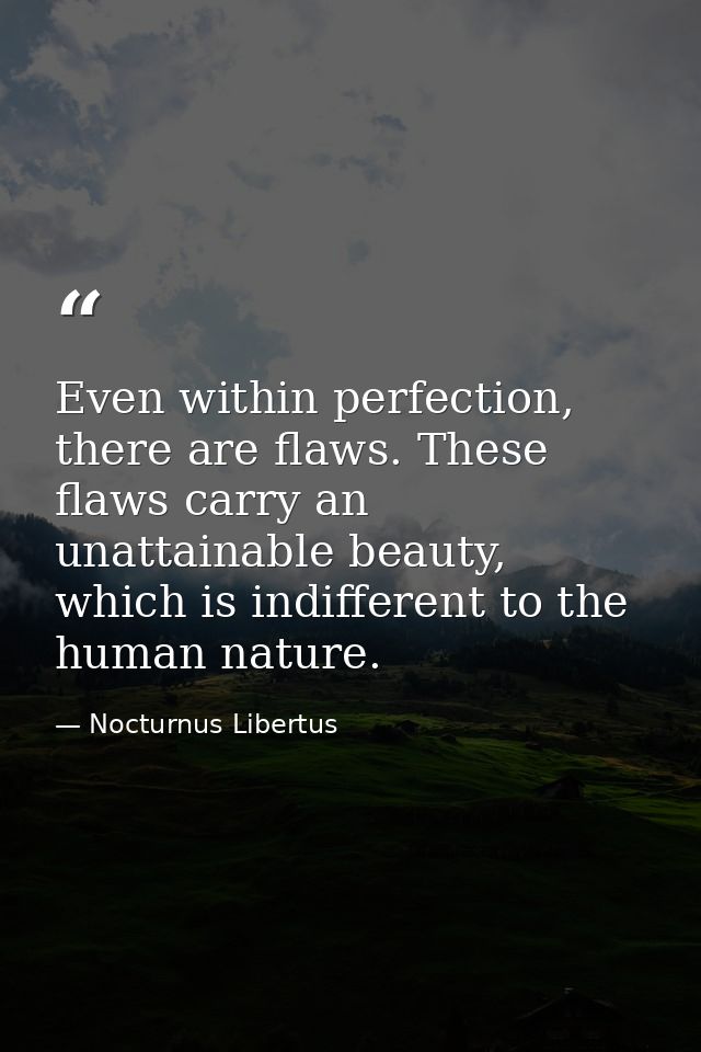 Even within perfection, there are flaws. These flaws carry an unattainable beauty, which is indifferent to the human nat — Nocturnus Libertus