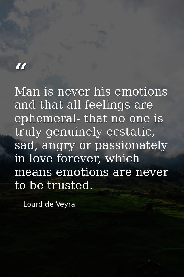 ‎Man is never his emotions and that all feelings are ephemeral- that no one is truly genuinely ecstatic, sad, angry or p — Lourd de Veyra