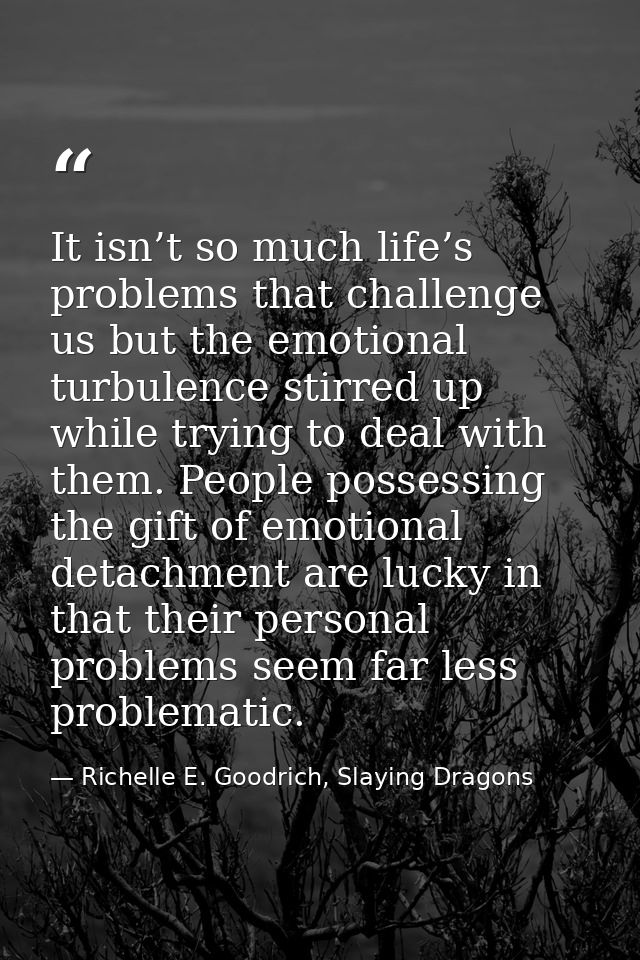 It isn’t so much life’s problems that challenge us but the emotional turbulence stirred up while trying to deal with the — Richelle E. Goodrich, Slaying Dragons