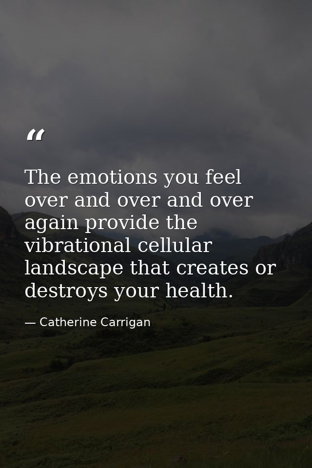 The emotions you feel over and over and over again provide the vibrational cellular landscape that creates or destroys y — Catherine Carrigan