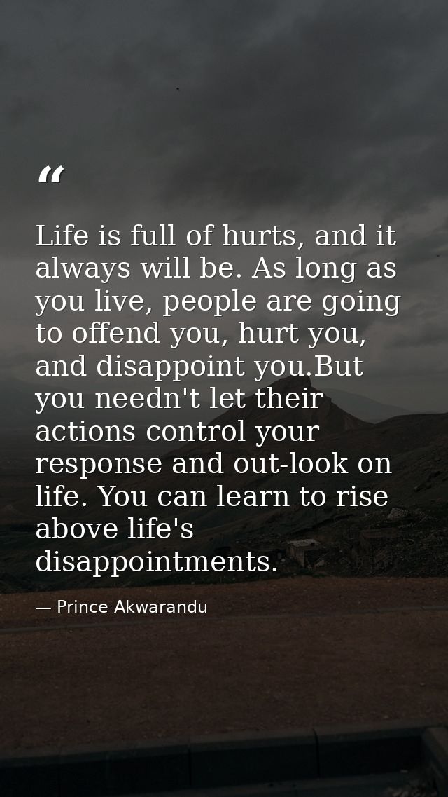 Life is full of hurts, and it always will be. As long as you live, people are going to offend you, hurt you, and disappo — Prince Akwarandu