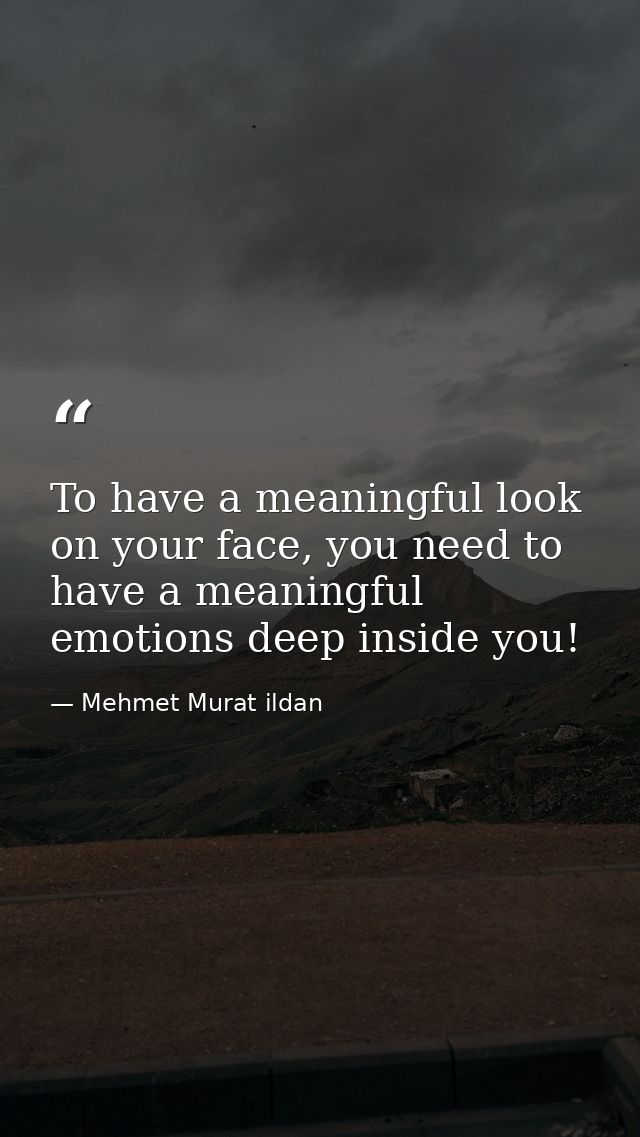 To have a meaningful look on your face, you need to have a meaningful emotions deep inside you! — Mehmet Murat ildan