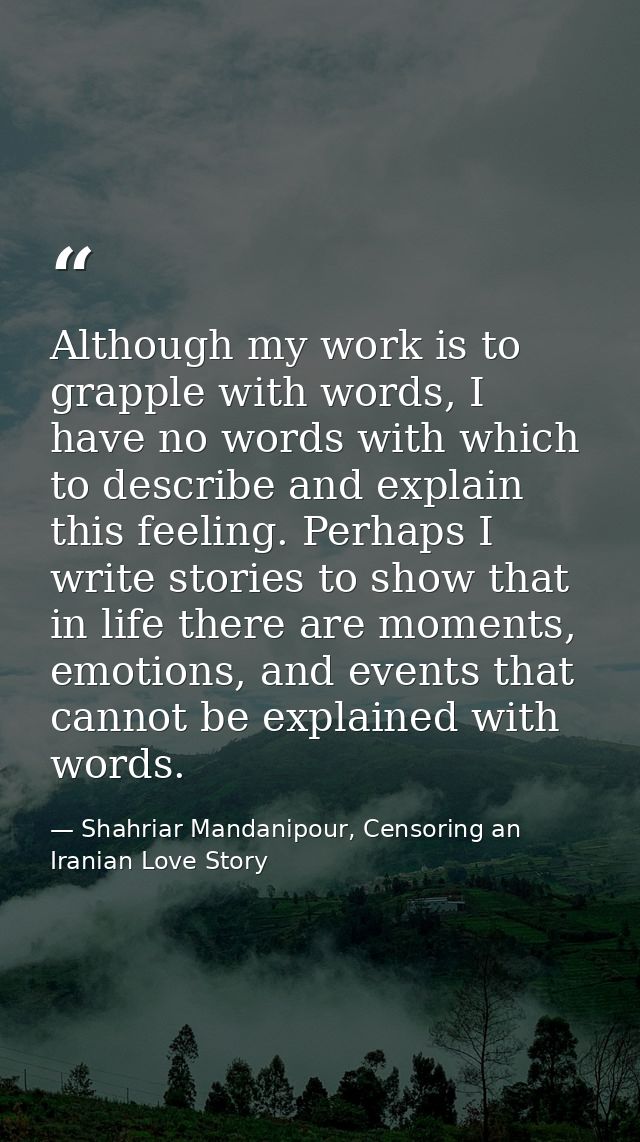 Although my work is to grapple with words, I have no words with which to describe and explain this feeling. Perhaps I wr — Shahriar Mandanipour, Censoring an Iranian Love Story