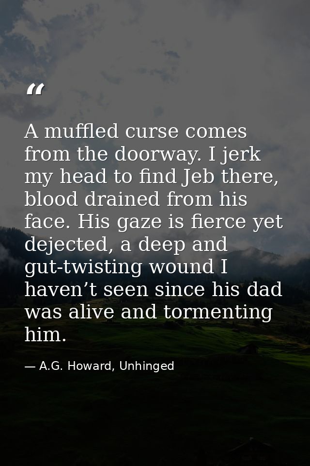 A muffled curse comes from the doorway. I jerk my head to find Jeb there, blood drained from his face. His gaze is fierc — A.G. Howard, Unhinged