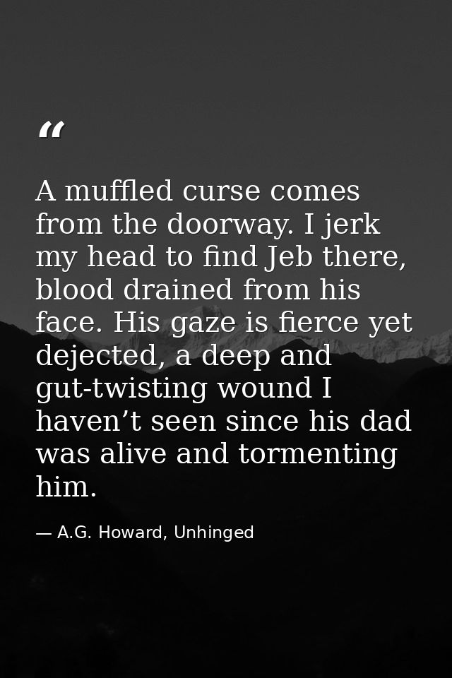 A muffled curse comes from the doorway. I jerk my head to find Jeb there, blood drained from his face. His gaze is fierc — A.G. Howard, Unhinged