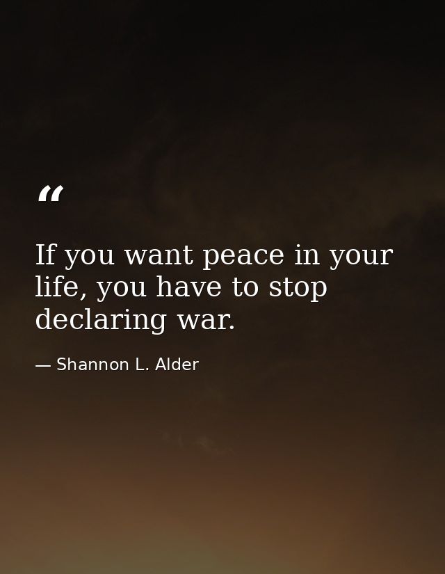 If you want peace in your life, you have to stop declaring war. — Shannon L. Alder