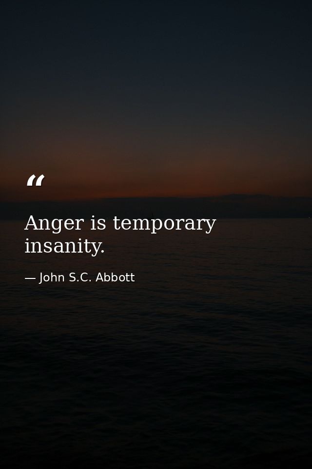 Anger is temporary insanity. — John S.C. Abbott