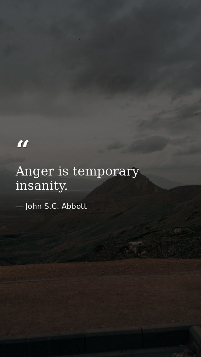 Anger is temporary insanity. — John S.C. Abbott