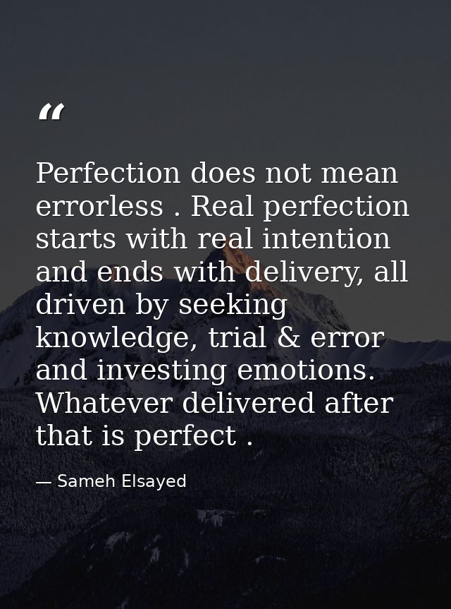 Perfection does not mean errorless . Real perfection starts with real intention and ends with delivery, all driven by se — Sameh Elsayed