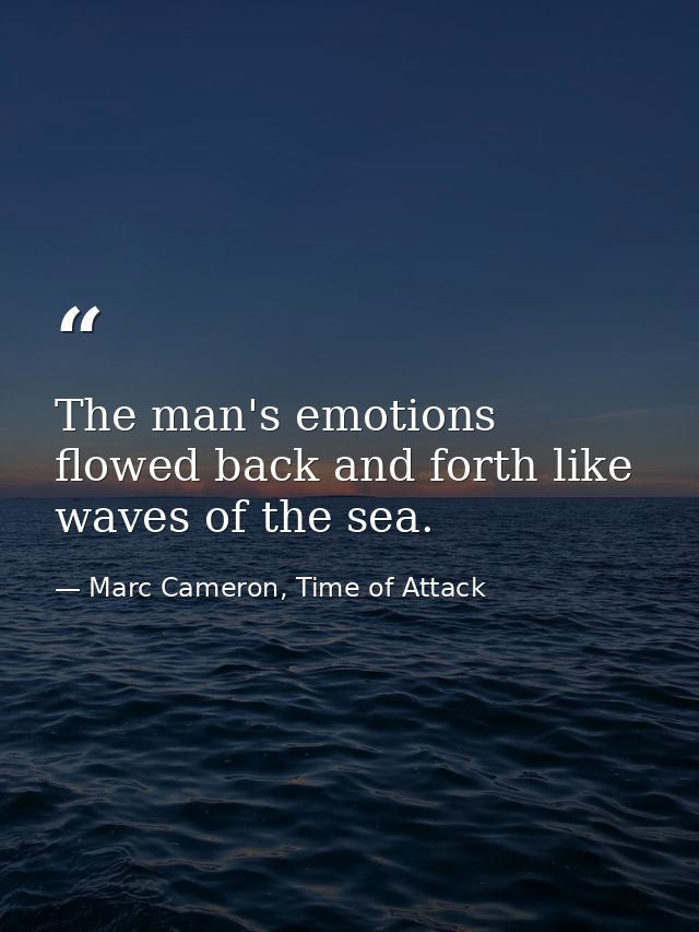 The man's emotions flowed back and forth like waves of the sea. — Marc Cameron, Time of Attack