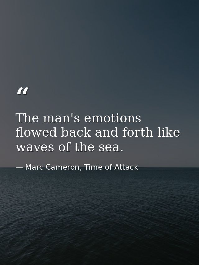 The man's emotions flowed back and forth like waves of the sea. — Marc Cameron, Time of Attack