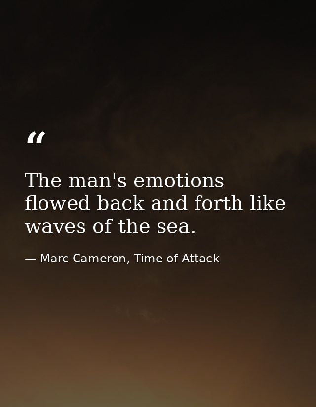 The man's emotions flowed back and forth like waves of the sea. — Marc Cameron, Time of Attack