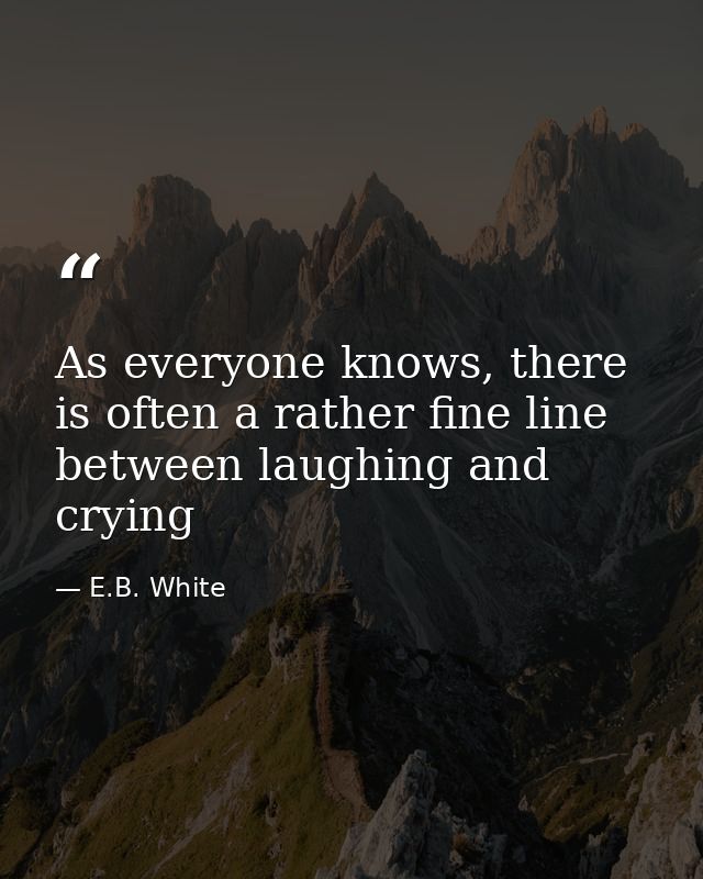 As everyone knows, there is often a rather fine line between laughing and crying — E.B. White