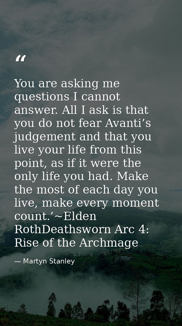 You are asking me questions I cannot answer. All I ask is that you do not fear Avanti’s judgement and that you live your — Martyn Stanley