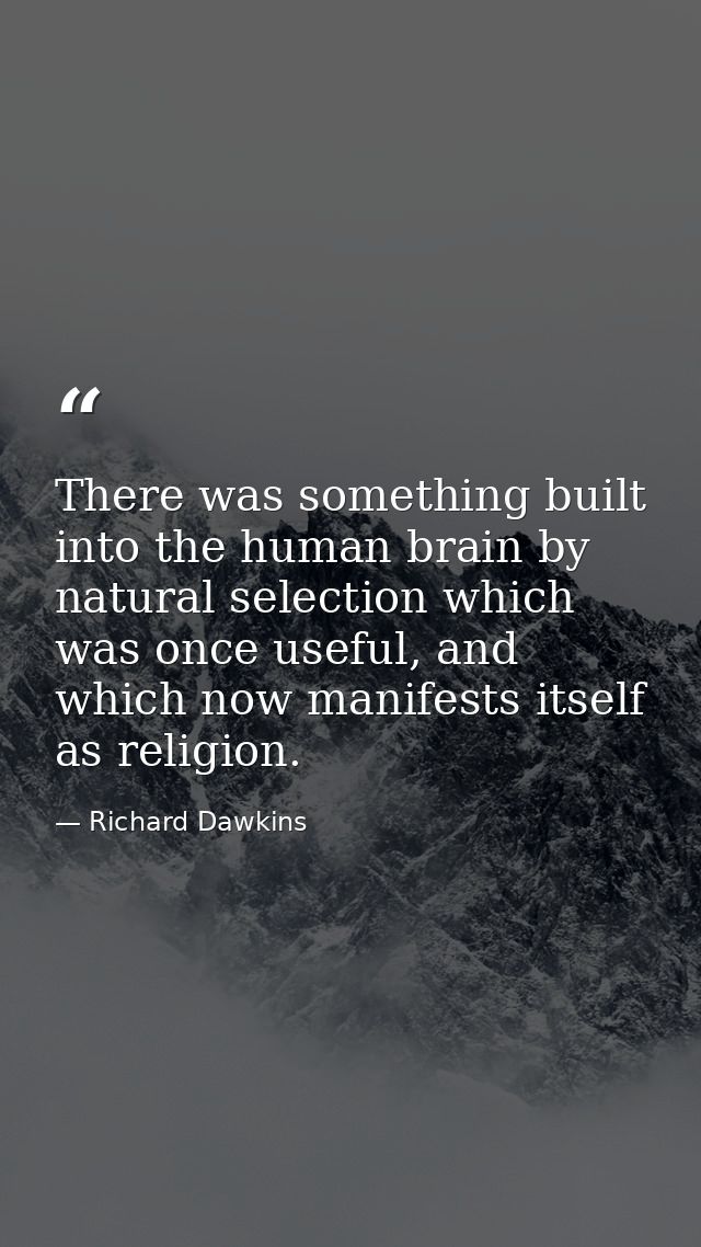 There was something built into the human brain by natural selection which was once useful, and which now manifests itsel — Richard Dawkins