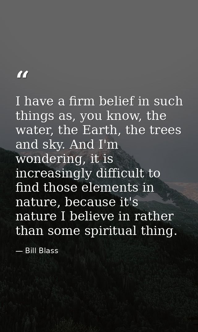 I have a firm belief in such things as, you know, the water, the Earth, the trees and sky. And I'm wondering, it is incr — Bill Blass