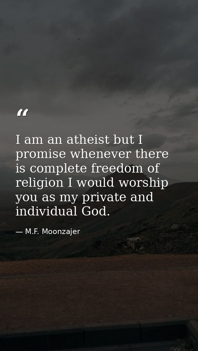 I am an atheist but I promise whenever there is complete freedom of religion I would worship you as my private and indiv — M.F. Moonzajer