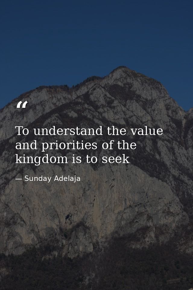 To understand the value and priorities of the kingdom is to seek — Sunday Adelaja