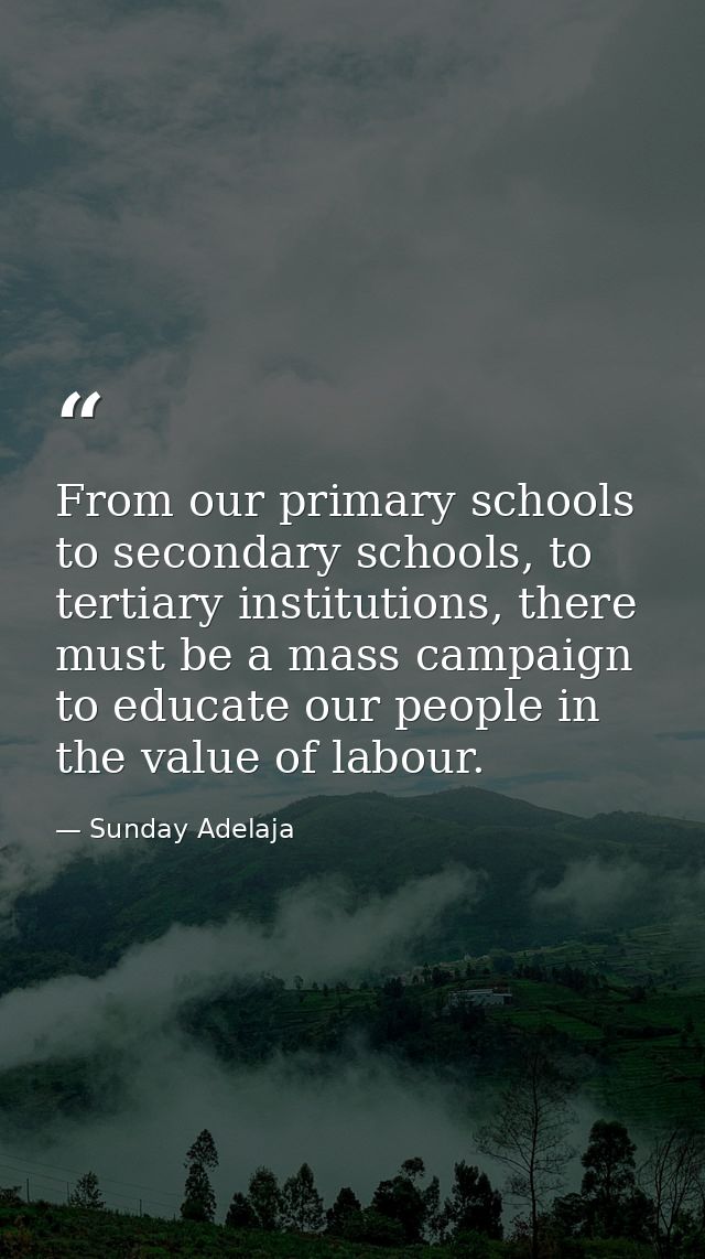 From our primary schools to secondary schools, to tertiary institutions, there must be a mass campaign to educate our pe — Sunday Adelaja