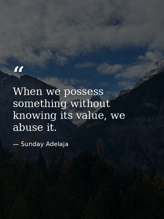 When we possess something without knowing its value, we abuse it. — Sunday Adelaja