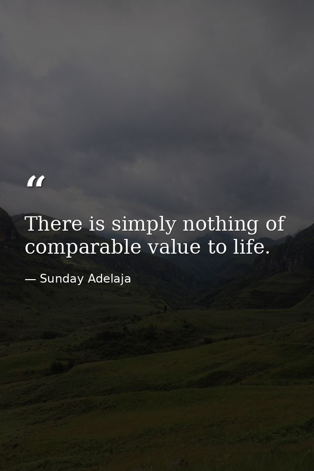 There is simply nothing of comparable value to life. — Sunday Adelaja