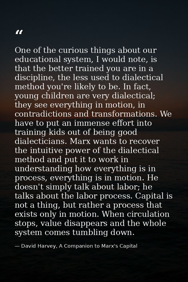 One of the curious things about our educational system, I would note, is that the better trained you are in a discipline — David Harvey, A Companion to Marx's Capital