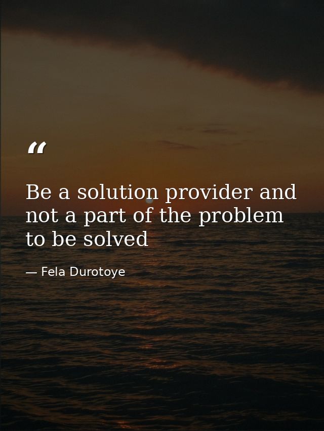 Be a solution provider and not a part of the problem to be solved — Fela Durotoye