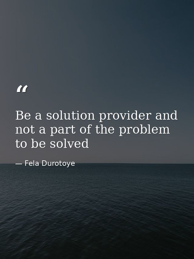 Be a solution provider and not a part of the problem to be solved — Fela Durotoye