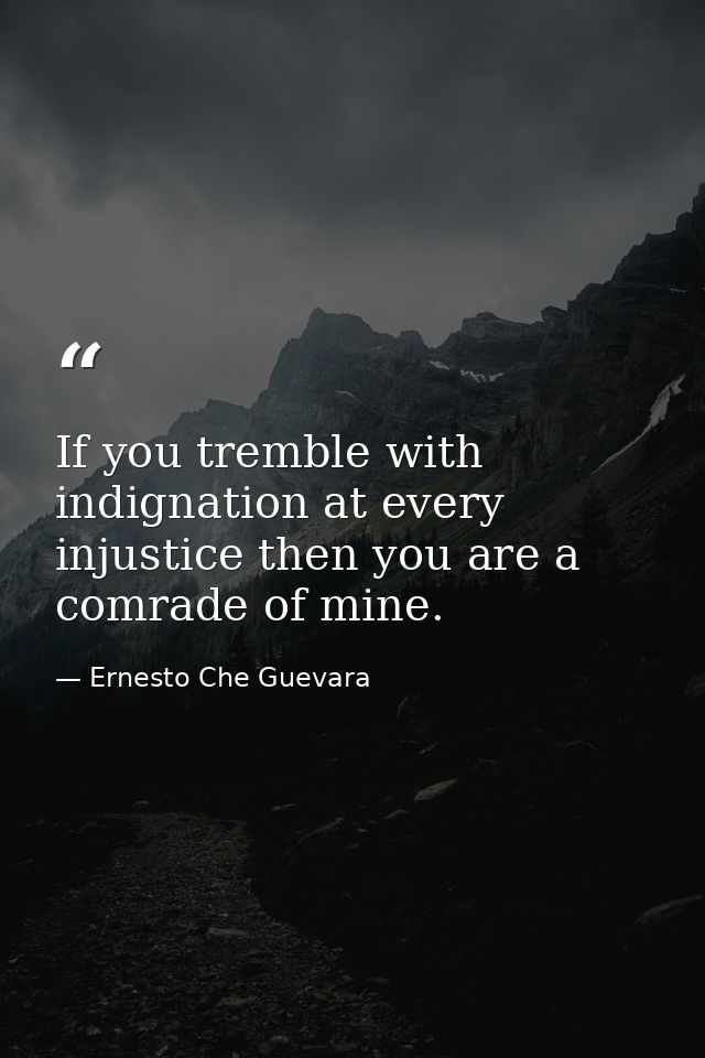 If you tremble with indignation at every injustice then you are a comrade of mine. — Ernesto Che Guevara