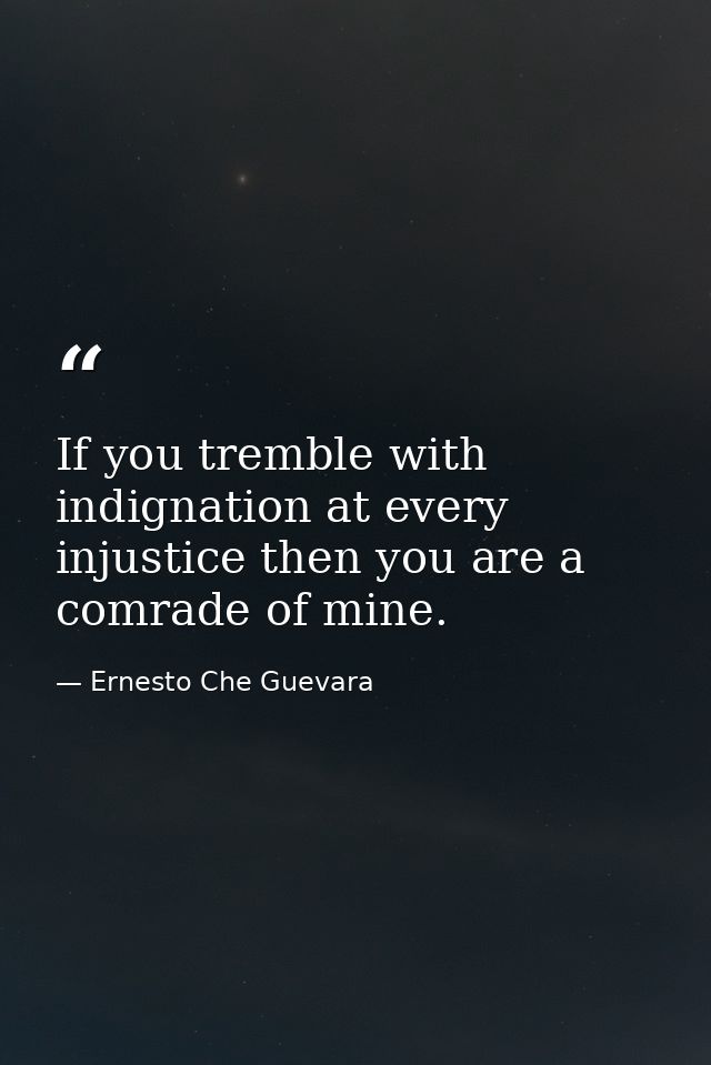 If you tremble with indignation at every injustice then you are a comrade of mine. — Ernesto Che Guevara