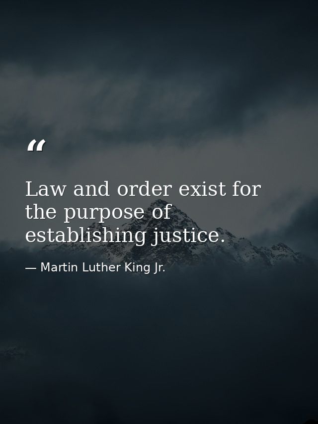 Law and order exist for the purpose of establishing justice. — Martin Luther King Jr.