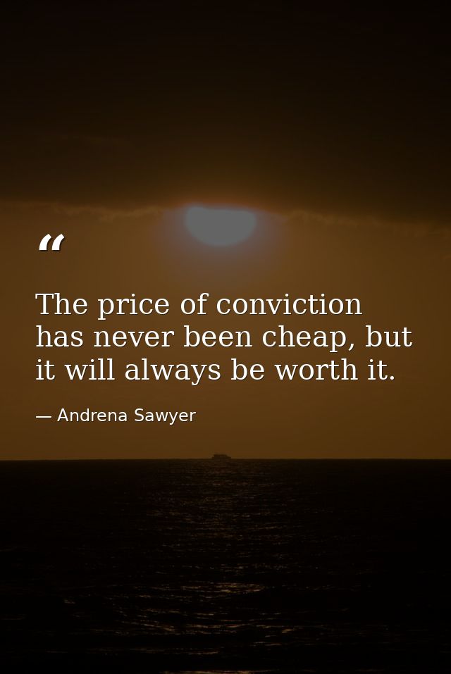 The price of conviction has never been cheap, but it will always be worth it. — Andrena Sawyer