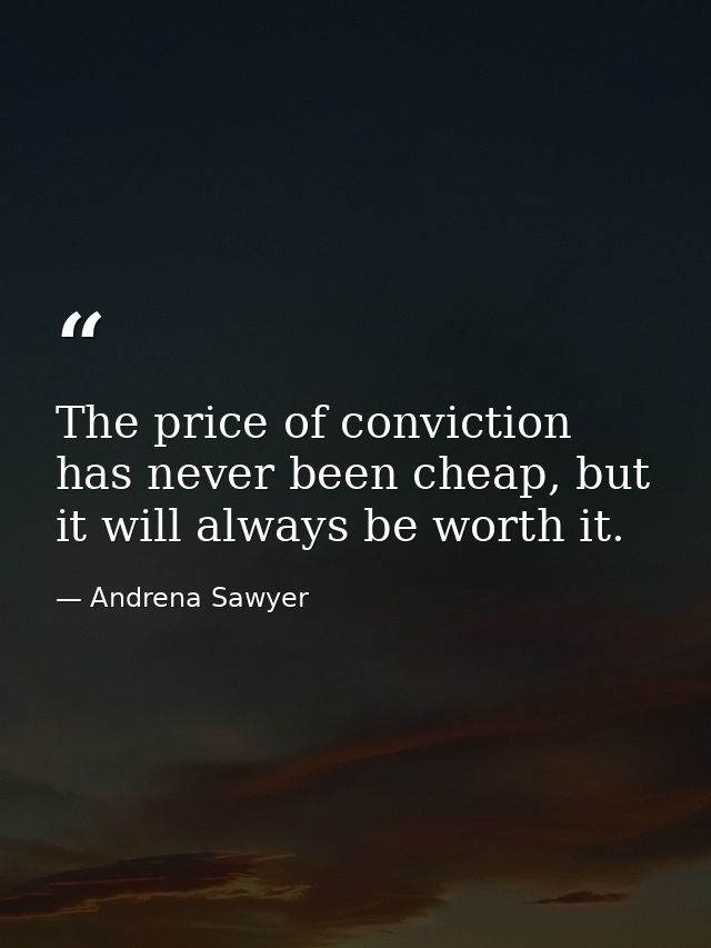 The price of conviction has never been cheap, but it will always be worth it. — Andrena Sawyer