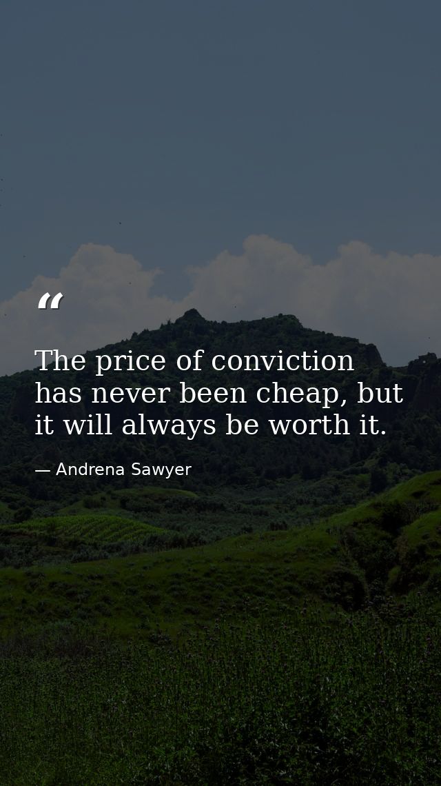 The price of conviction has never been cheap, but it will always be worth it. — Andrena Sawyer