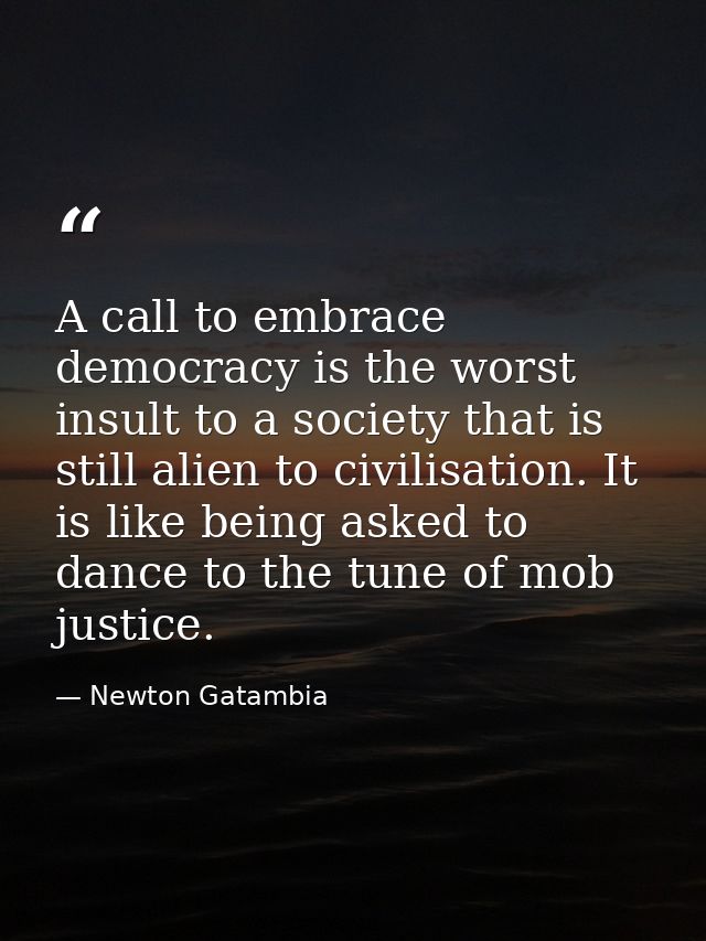 A call to embrace democracy is the worst insult to a society that is still alien to civilisation. It is like being asked — Newton Gatambia