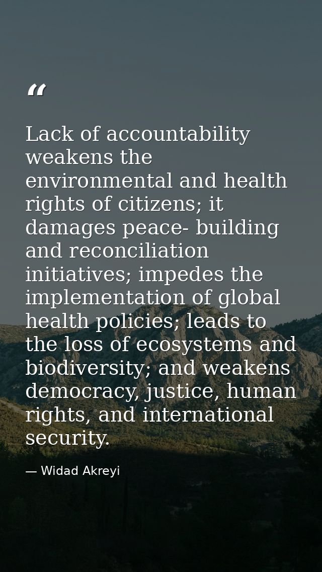 Lack of accountability weakens the environmental and health rights of citizens; it damages peace- building and reconcili — Widad Akreyi
