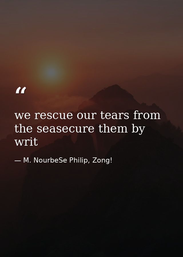 we rescue our tears from the seasecure them by writ — M. NourbeSe Philip, Zong!