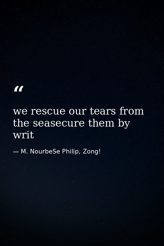 we rescue our tears from the seasecure them by writ — M. NourbeSe Philip, Zong!