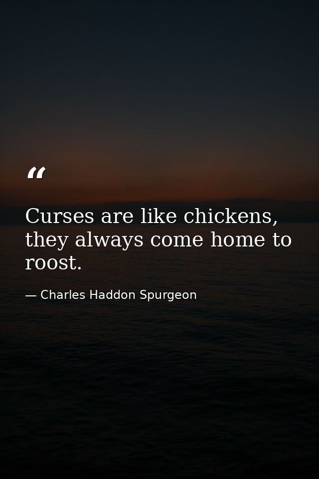 Curses are like chickens, they always come home to roost. — Charles Haddon Spurgeon