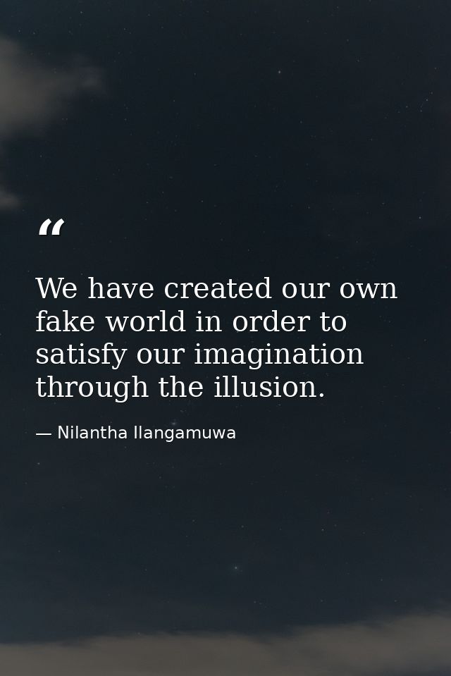 We have created our own fake world in order to satisfy our imagination through the illusion. — Nilantha Ilangamuwa