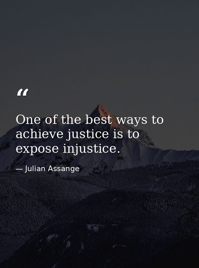 One of the best ways to achieve justice is to expose injustice. — Julian Assange